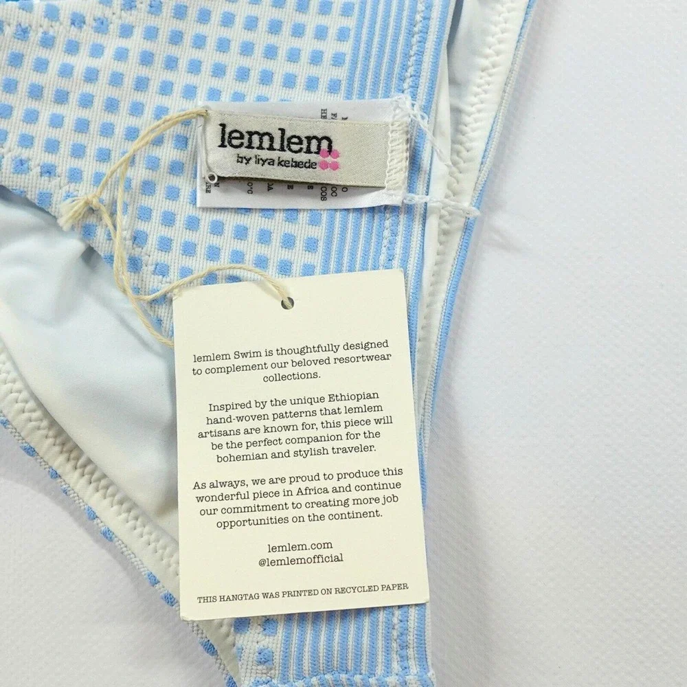 Lemlem Semira Sky Girls Bikini Bottoms XS S Light Sky Blue Jacquard Swim Lot 2pc